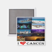 zMX020 CANCUN I Love, Mosaic, America,冷蔵庫 マグネット (正面/裏面)