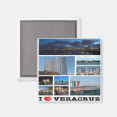 zMX021 VERACRUZ I Love，モザイク，メキシコ，冷蔵庫 マグネット (正面/裏面)