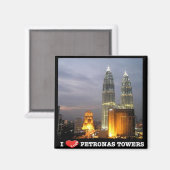 zMY010 i love PETRONAS TOWER, Kuala Lumpur,冷蔵庫 マグネット (正面/裏面)