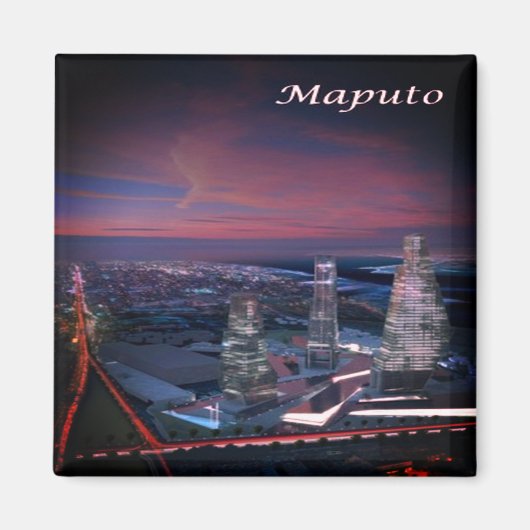 zMZ003 MAPUTO By Night,モザンビーク,アフリカ,冷蔵庫 マグネット (正面)