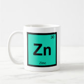Zn - 亜鉛 化学 周期表 シンボル 元素 コーヒーマグカップ (左)