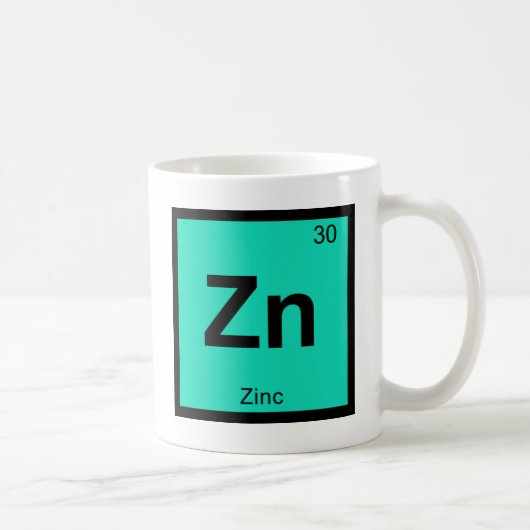 Zn - 亜鉛 化学 周期表 シンボル 元素 コーヒーマグカップ (右)