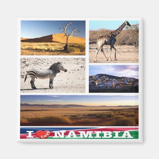 zNA007 NAMIBIA I Love，モザイク，アフリカ，冷蔵庫 マグネット (正面)