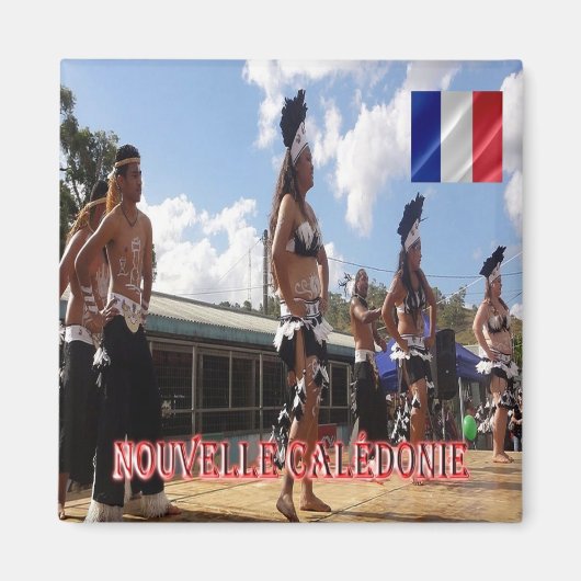 zNC006 NEW CALEDONIA、Dancers Melanesians、冷蔵庫 マグネット (正面)