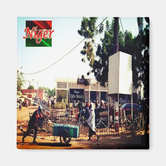 zNE009 NIGER, Place Diibo Bakary Walraven,冷蔵庫 マグネット (正面)
