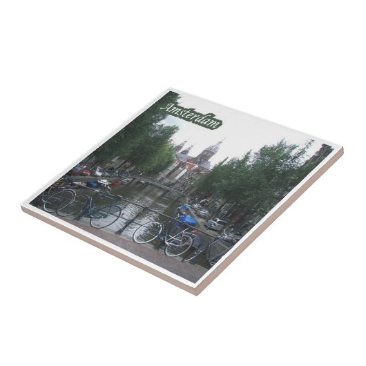 zNL008アムステルダム運河の橋の上の自転車、 タイル (側面)