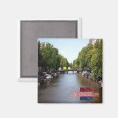 zNL009 AMSTERDAMパノラマ、オランダ、冷蔵庫 マグネット (正面/裏面)