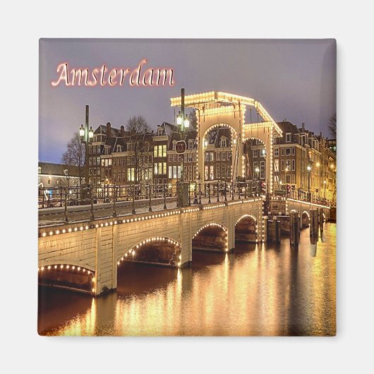 zNL011 AMSTERDAMパノラマ、ヨーロッパ、冷蔵庫 マグネット (正面)
