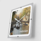 zNL017アムステルダム運河 スクエア壁時計 (傾斜)