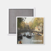 zNL017 AMSTERDAM航行可能な運河、冷蔵庫用マグネット マグネット (正面/裏面)