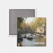 zNL017 AMSTERDAM航行可能な運河、冷蔵庫 マグネット (正面/裏面)
