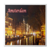zNL018 AMSTERDAM landscape night，オランダ， タイル (正面)
