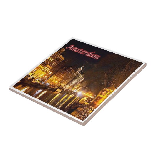 zNL018 AMSTERDAM landscape night，オランダ， タイル (側面)