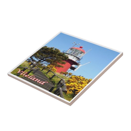 zNL021 VLIELANDライトハウス、オランダフリジア諸島， タイル (側面)