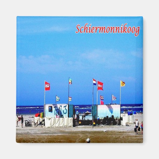 zNL022 SCHIERMONNIKOOGビーチ、フリジア諸島、 マグネット (正面)