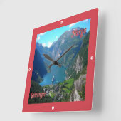 zNO005 GEIRANGER，ノルウェー，ヨーロッパ， スクエア壁時計 (傾斜)