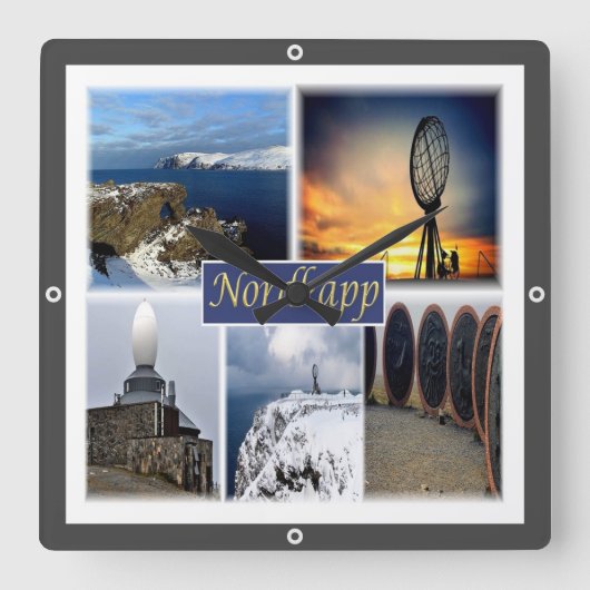 zNO007 NORDKAPP NORTH CAPE,ノルウェー,ヨーロッパ, スクエア壁時計 (正面)
