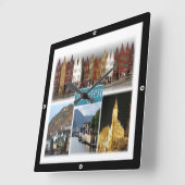 zNO009 BERGEN、ノルウェー、ヨーロッパ、 スクエア壁時計 (傾斜)