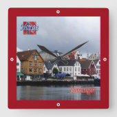 zNO010 STAVANGER，ノルウェー，ヨーロッパ， スクエア壁時計 (正面)