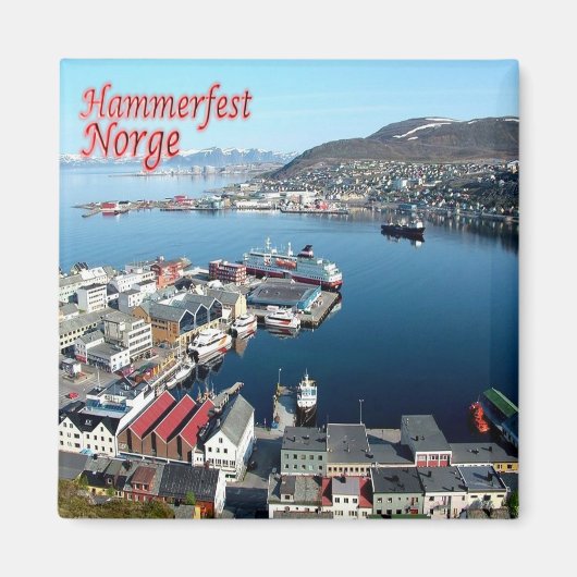 zNO016 HAMMERFEST，ノルウェー，ヨーロッパ，冷蔵庫 マグネット (正面)