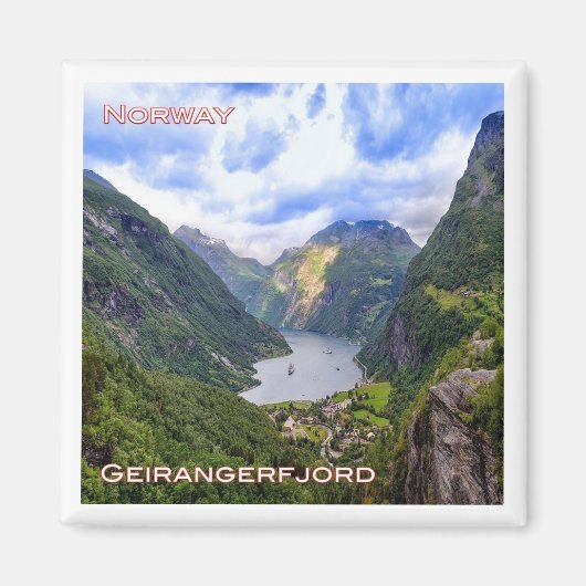 zNO019 GEIRANGERFJORD，ノルウェー，ヨーロッパ，冷蔵庫 マグネット (正面)