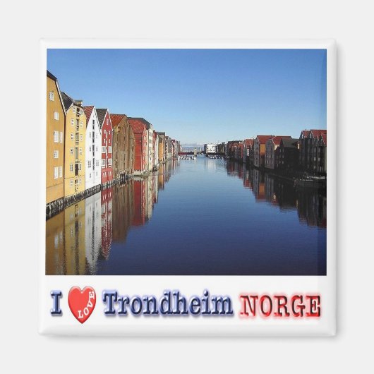 zNO026 TRONDHEIM "I Love"，ノルウェー，ヨーロッパ，冷蔵庫 マグネット (正面)