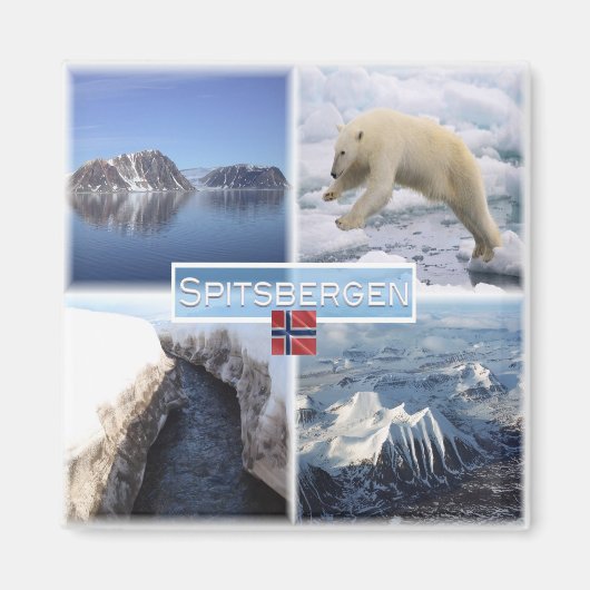 zNO029 SPITSBERGEN，ノルウェー，ヨーロッパ，冷蔵庫 マグネット (正面)