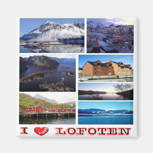 zNO038 LOFOTEN "I Love",ノルウェー,ヨーロッパ,冷蔵庫 マグネット (正面)