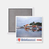 zNO048 KRISTIANSAND "I Love"，ノルウェー，冷蔵庫 マグネット (正面/裏面)