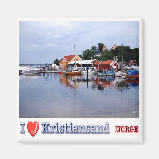 zNO048 KRISTIANSAND "I Love"，ノルウェー，冷蔵庫 マグネット (正面)