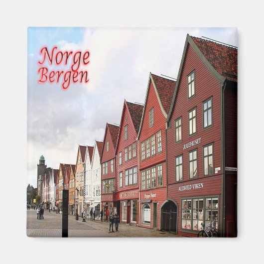 zNO073 BERGEN BRYGGEN，ノルウェー，ヨーロッパ，冷蔵庫 マグネット (正面)