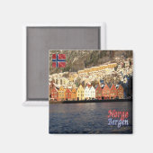 zNO074 BERGEN BRYGGEN，ノルウェー，ヨーロッパ，冷蔵庫 マグネット (正面/裏面)