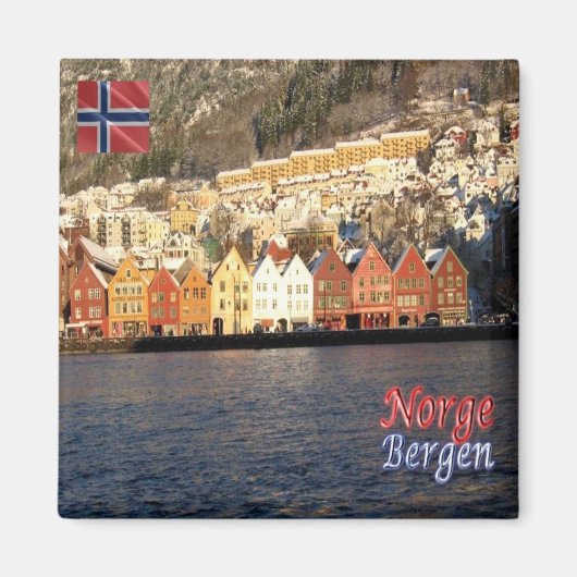 zNO074 BERGEN BRYGGEN，ノルウェー，ヨーロッパ，冷蔵庫 マグネット (正面)