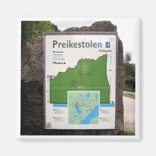 zNO098 PREIKESTOWN TRAIL MAP Lysefjorden，ノルウェー， マグネット (正面)