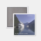 zNO101 AURLANDSFJORD、ノルウェー、フロムでクルーズ船 マグネット (正面/裏面)