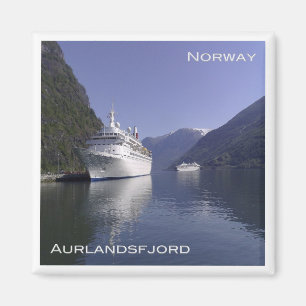 zNO101 AURLANDSFJORD、ノルウェー、フロムでクルーズ船 マグネット