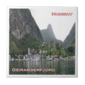 zNO120 GEIRANGERFJORDパノラマ，ノルウェー， タイル (正面)