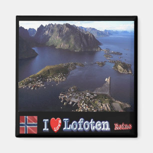 zNO132 REINE "I Love", Lofoten,ノルウェー,冷蔵庫 マグネット