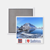 zNO139 WINTER in the LOFOTEN Islands，ノルウェー， マグネット (正面/裏面)
