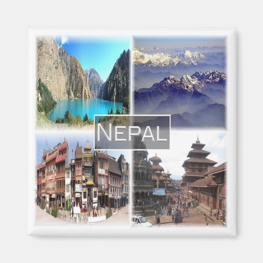 ZNP009 NEPALコラージュ、アジア、冷蔵庫 マグネット (正面)