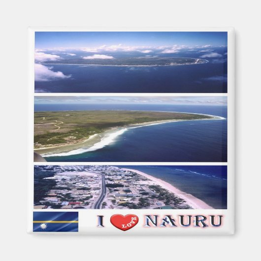zNR003 NAURU I LOVE, Mosaic, Oceania,冷蔵庫 マグネット (正面)