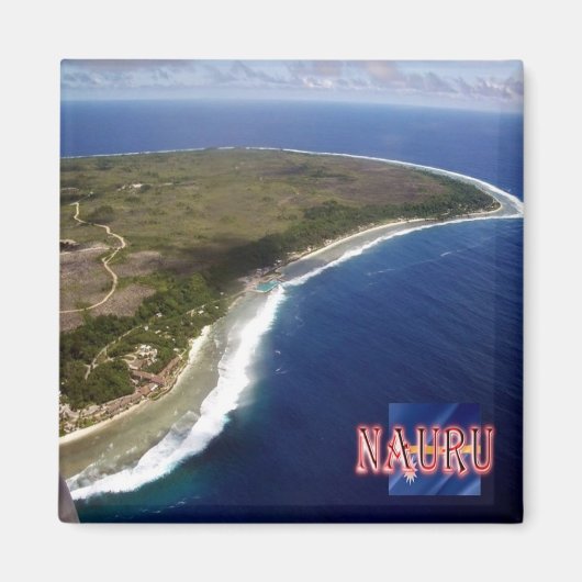 zNR005 NAURU, Aerial View, Oceania,冷蔵庫 マグネット (正面)