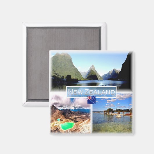 zNZ004ニュージーランド、モザイク、オセアニア、冷蔵庫 マグネット (正面/裏面)