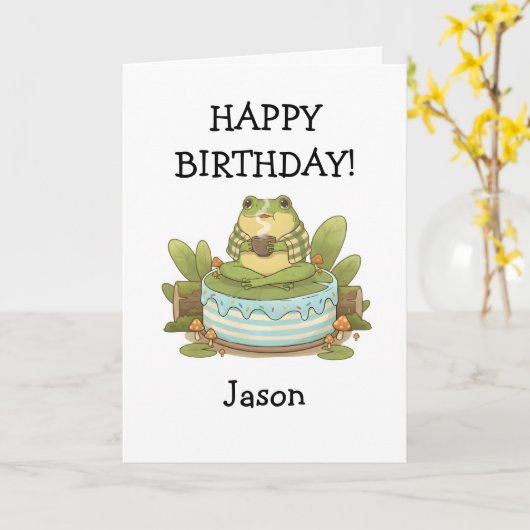 Zochi Sipping Tea Personalizable カード (黄色い花)