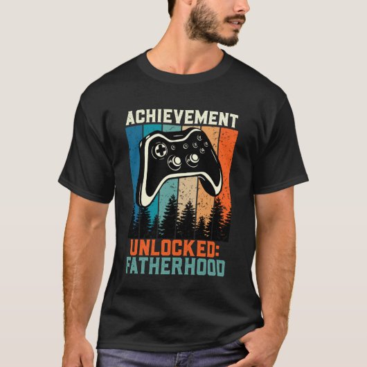 Zocker Papa ACHIEVEMENT UNLOCKED FATHERHOOD LUSTIG Tシャツ (正面)