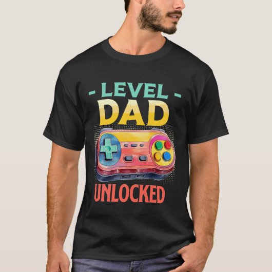 Zocker Papa DAD LEVEL UNLOCKED EST 2026 Soon-to-be Tシャツ (正面)