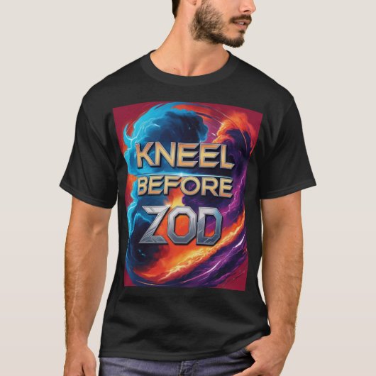 Zod Tシャツの前にひざまずく – コマンドの注意 Tシャツ (正面)