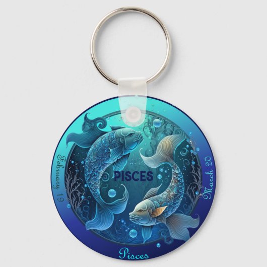 Zodiac 魚座 カスタマイズ 名前・日付 キーホルダー (正面)