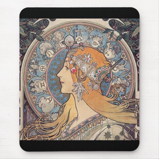 Zodiac , Alfons Maria Mucha マウスパッド (正面)