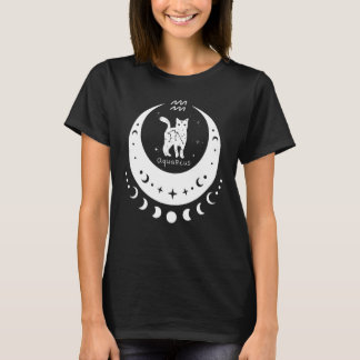 Zodiac Aquarius Horoscope Astrology Cat Crescent M Tシャツ